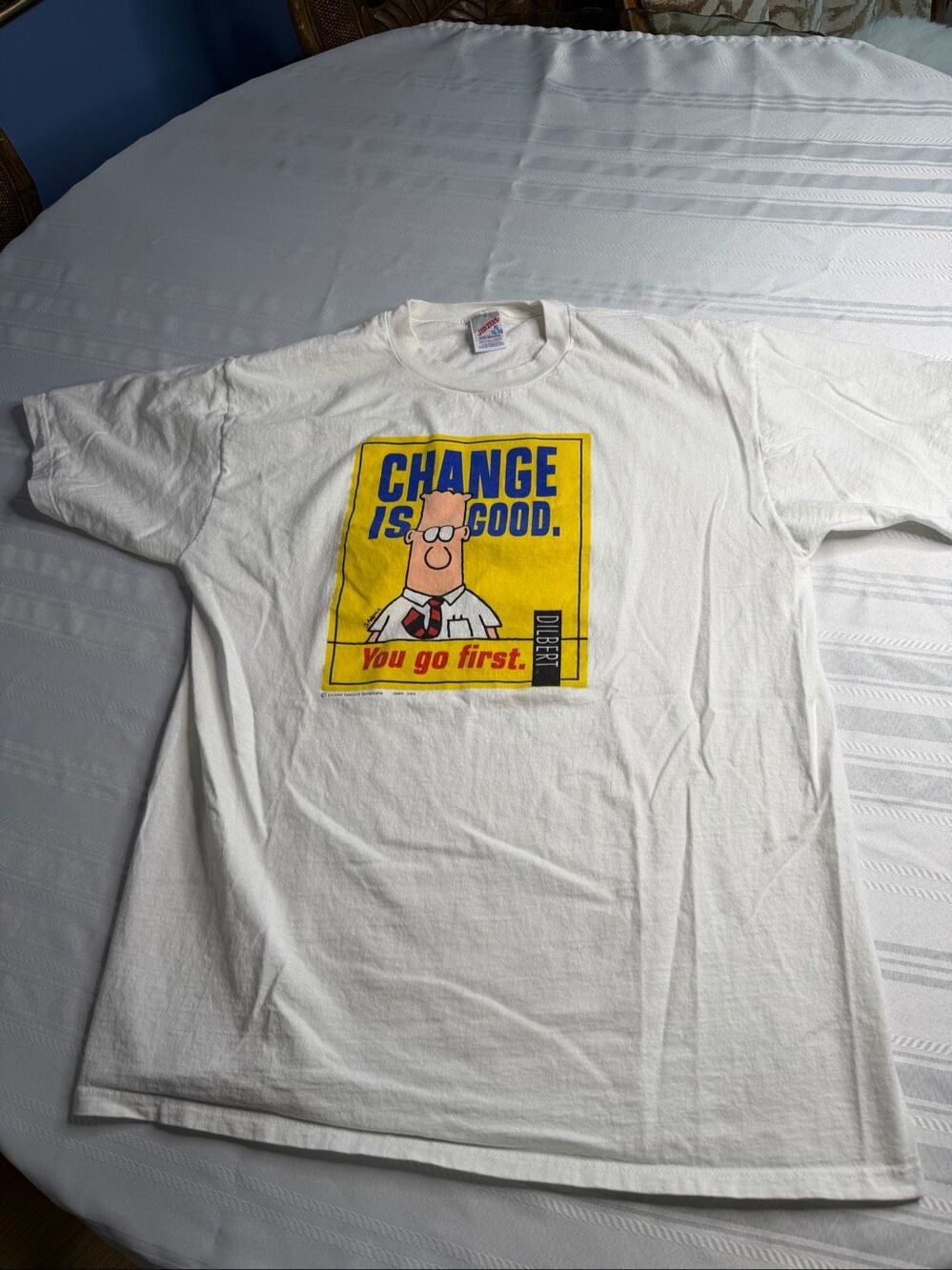 Dilbert Change Is Good You Go First Vintage T-Shirt Scott Adams Comic 90s Sz XL - Picture 2 of 8
